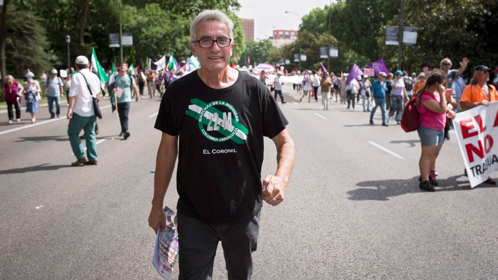 El diputado de Unidos Podemos Diego Cañamero participa en las Marchas de la Dignidad