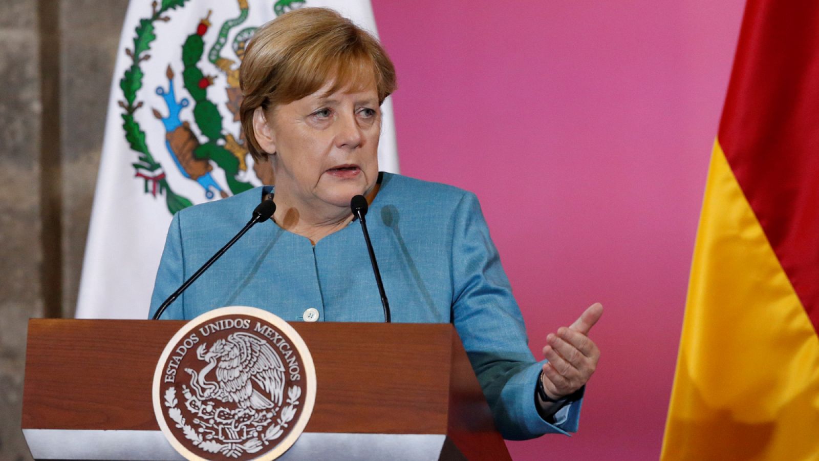 La canciller alemana, Angela Merkel, durante su visita oficial a Mexico.