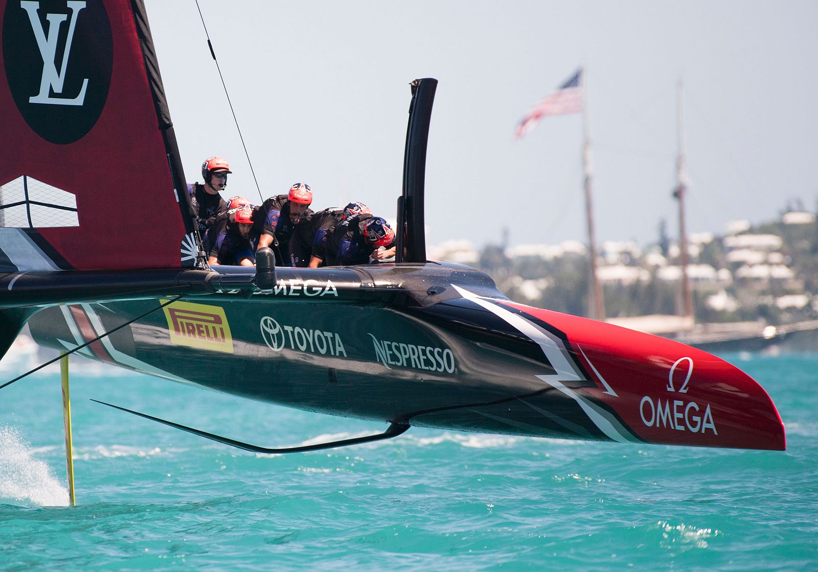 La embarcación de Nueva Zelanda, en la regata del domingo en Hamilton, Bermudas.