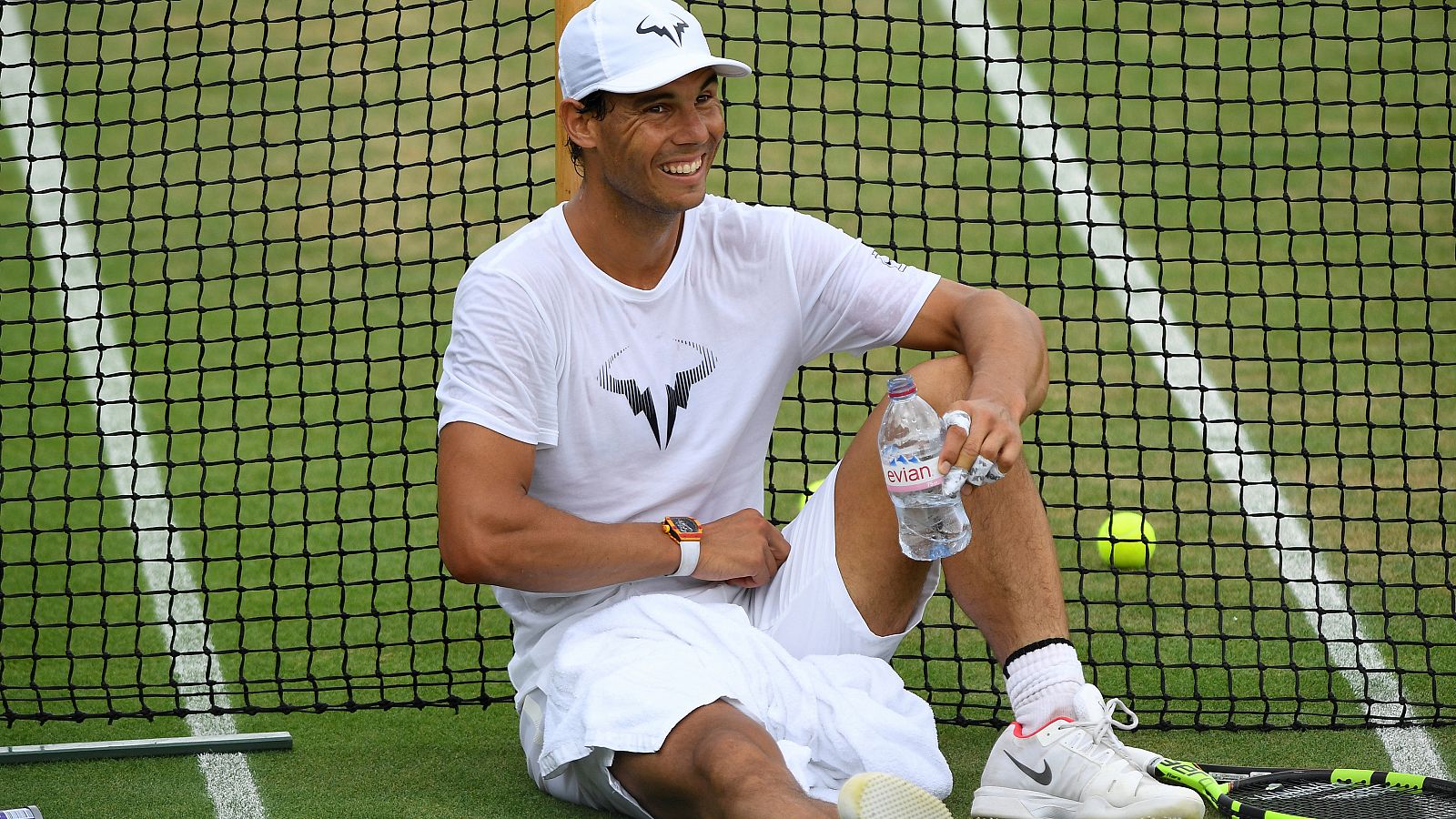 Rafa Nadal, en un entrenamiento en Wimbledon.