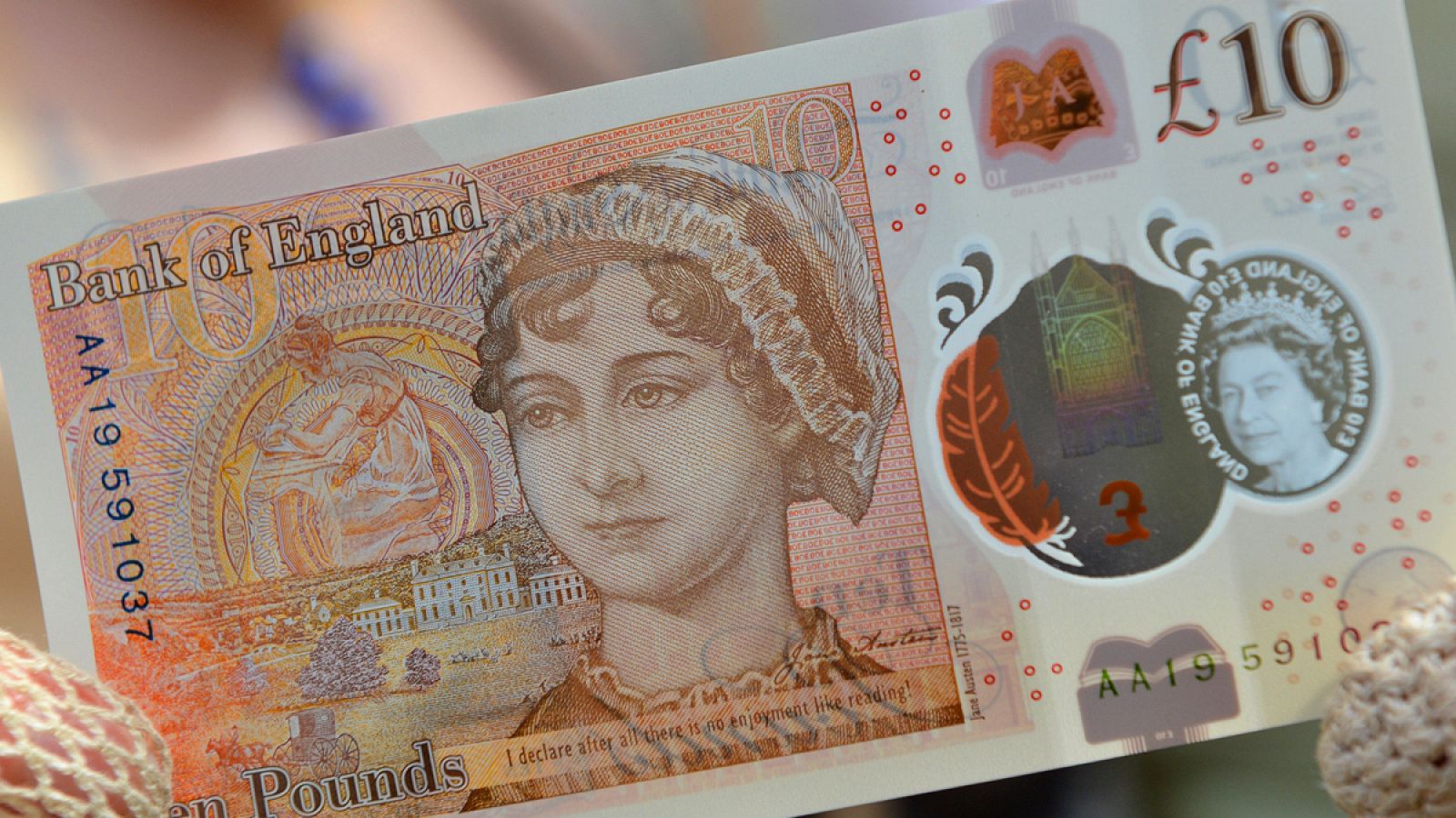Imagen del nuevo billete de 10 libras con el rostro de Jane Austen.