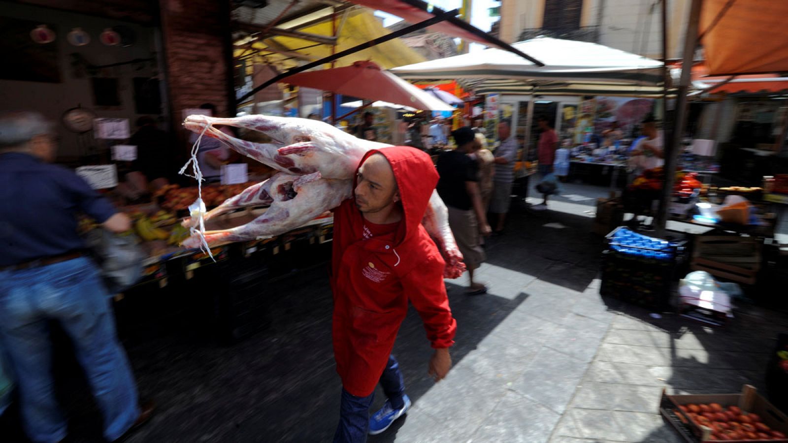 Imagen de un mercado de Palermo, Italia