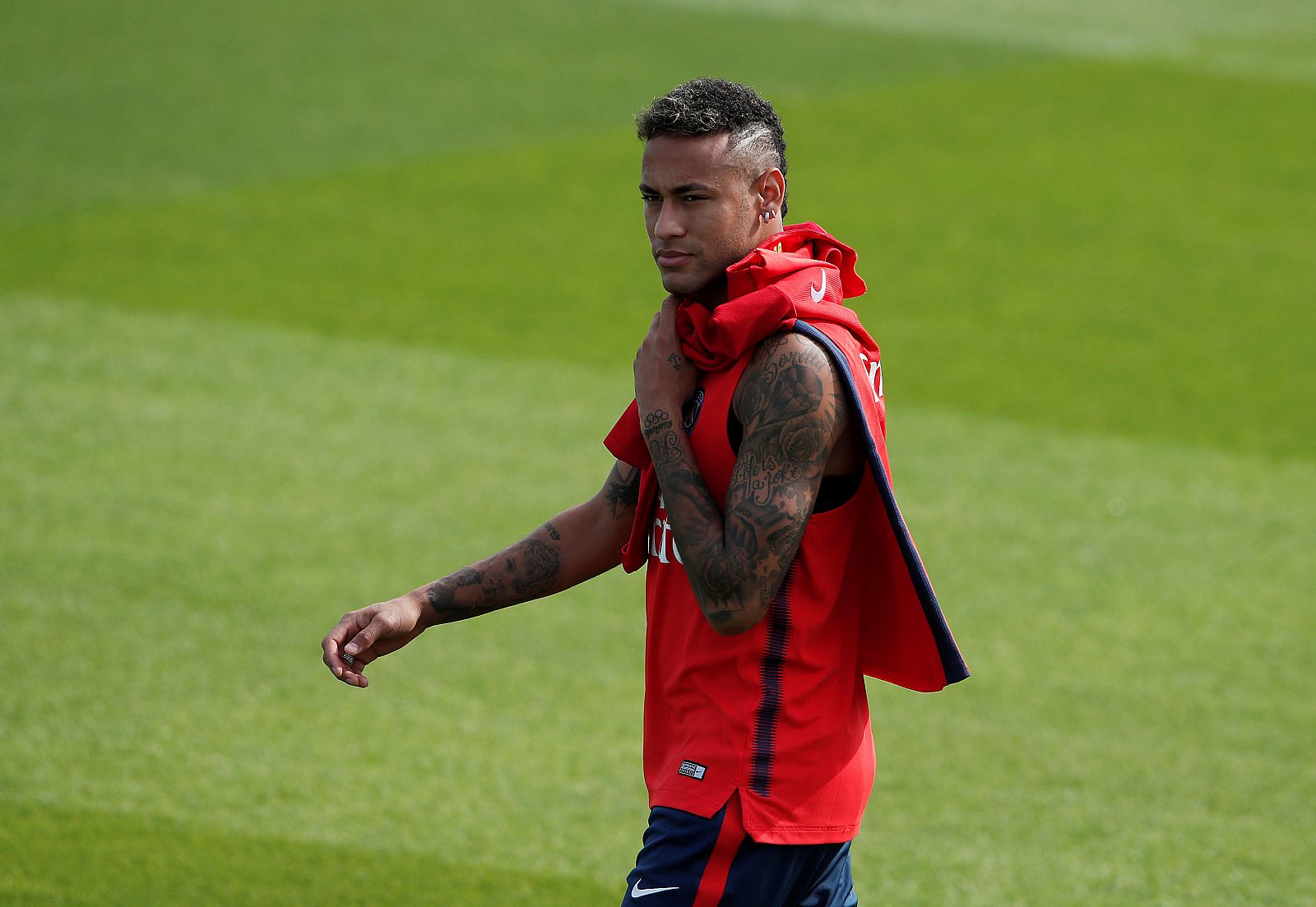 Neymar en el entrenamiento del PSG