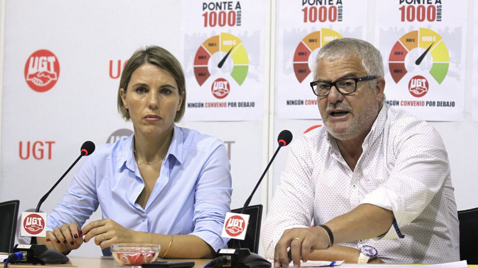 La secretaria ejecutiva de UGT, Isabel Araque, y el secretario sindical, Gonzalo Pino