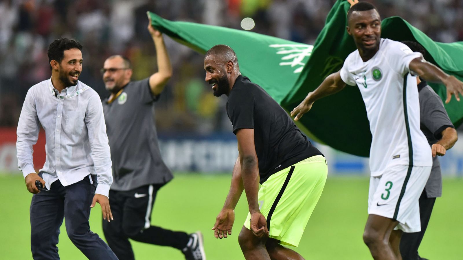 Los jugadores de Arabia Saudí celebran la clasificación al Mundial.