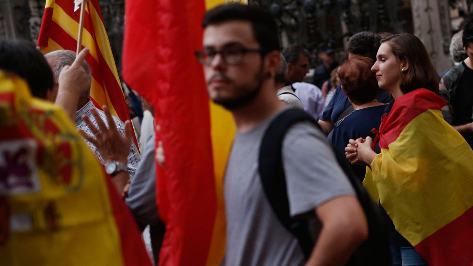 Banderas de España y de Cataluña