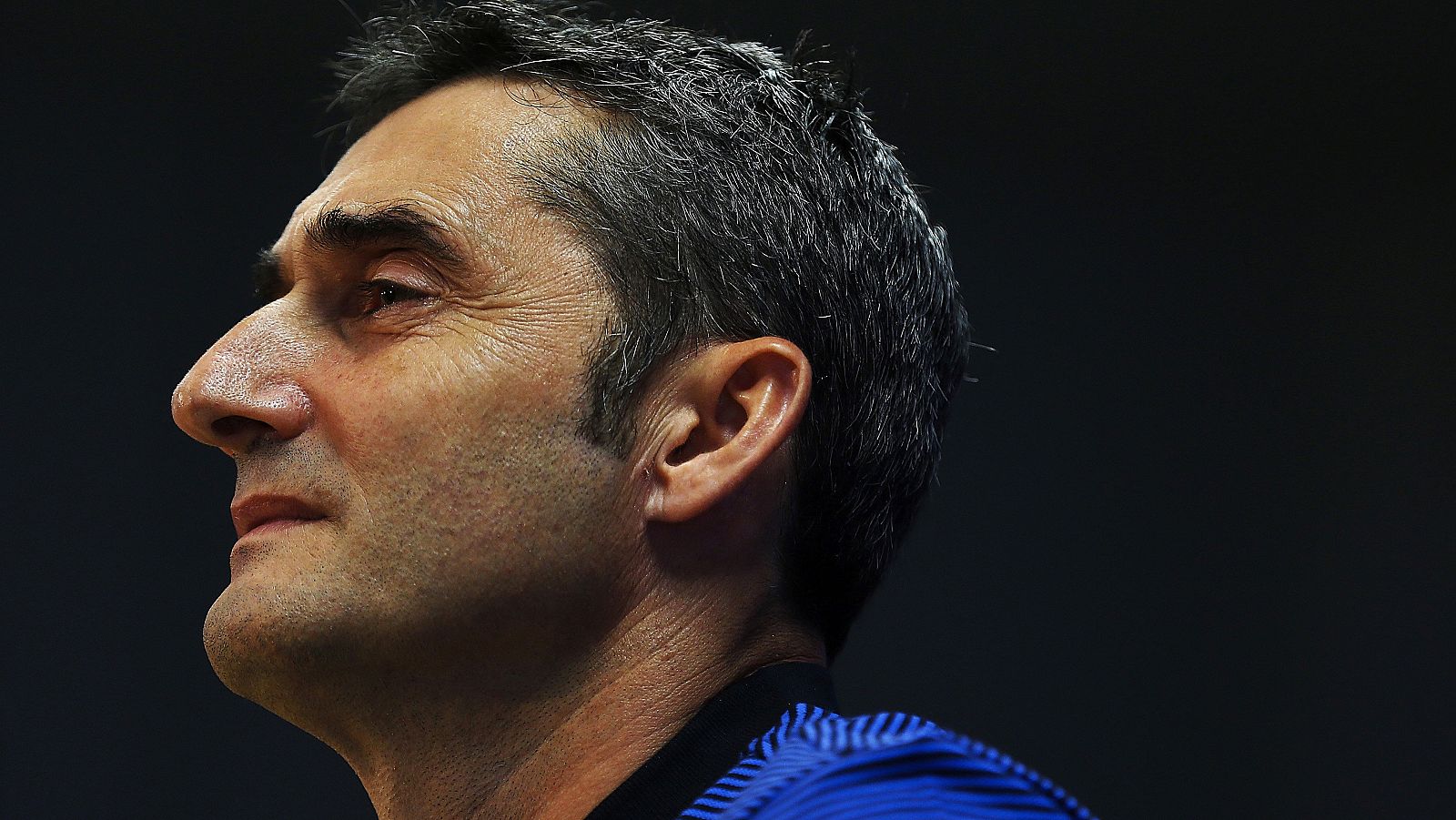 El entrenador del FC Barcelona, Ernesto Valverde, durante la rueda de prensa.