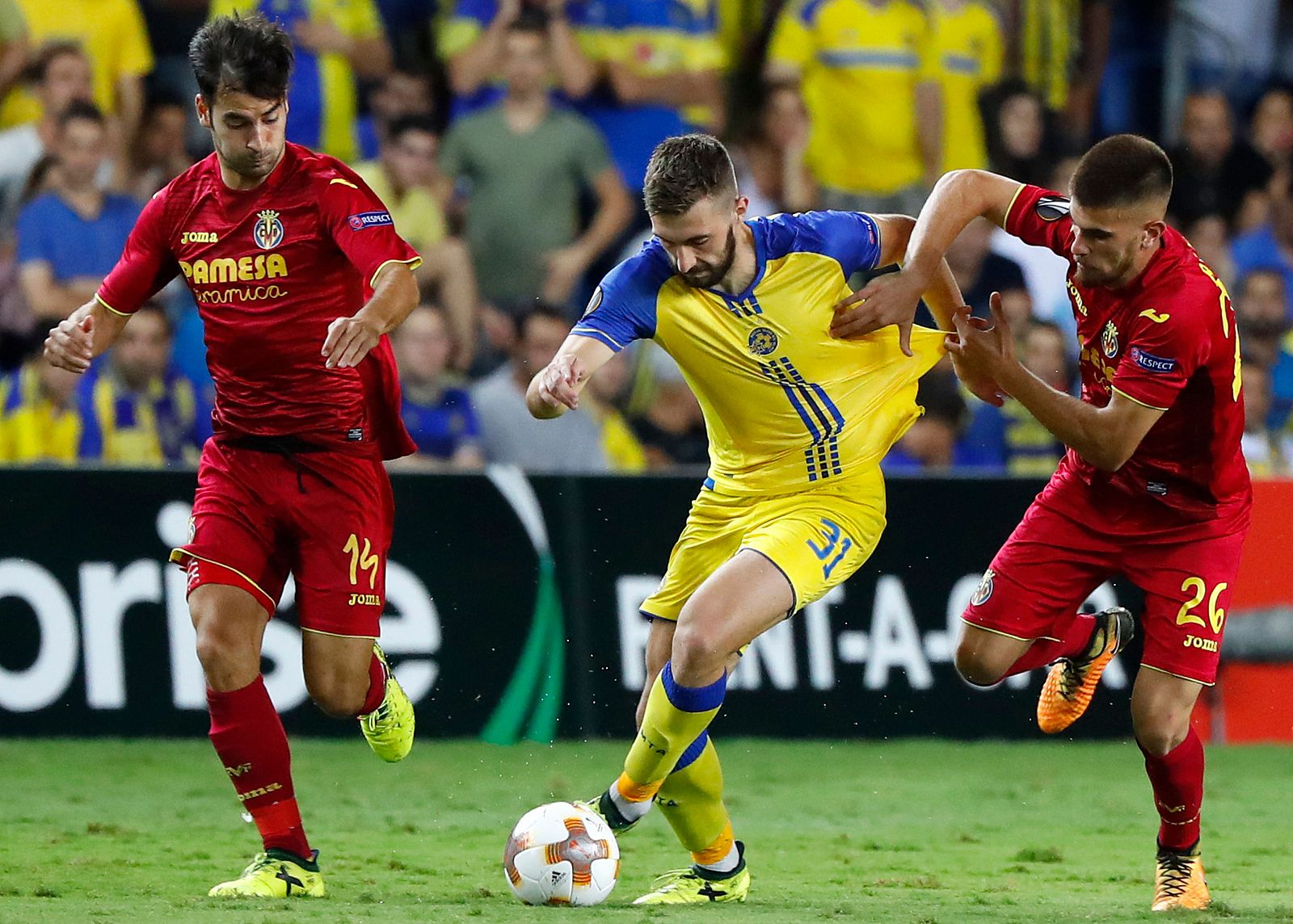 Imagen del partido entre el Villarreal y el Maccabi, disputado en Tel Aviv.
