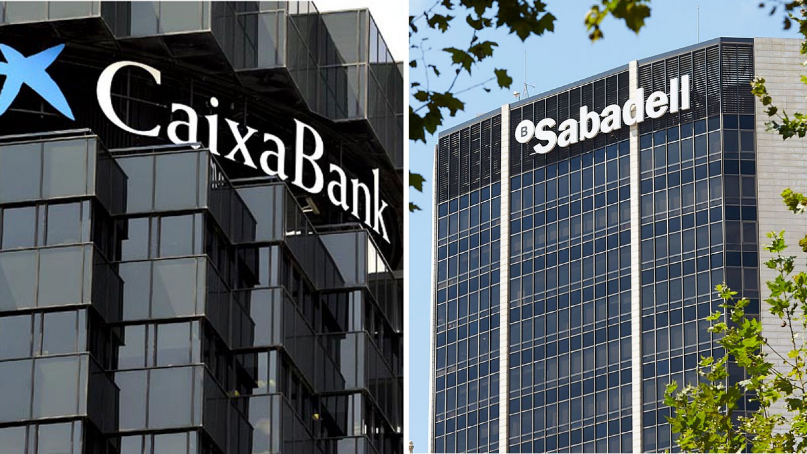 Sedes centrales en Cataluña de Caixabank y Banco Sabadell