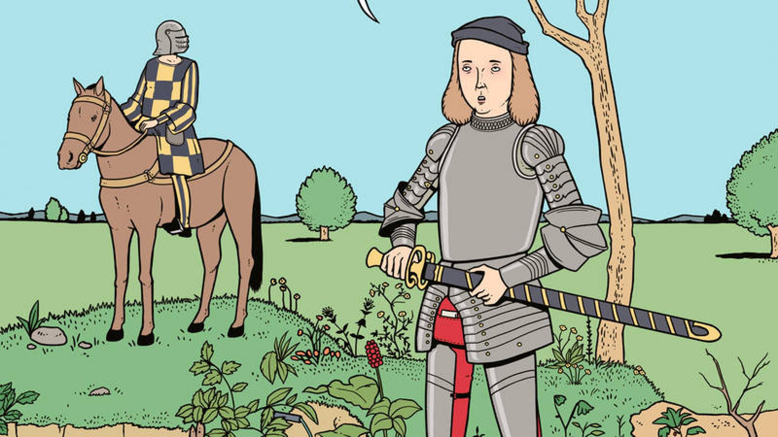 Fragmento de una ilustración con el caballero veneciano de Carpaccio