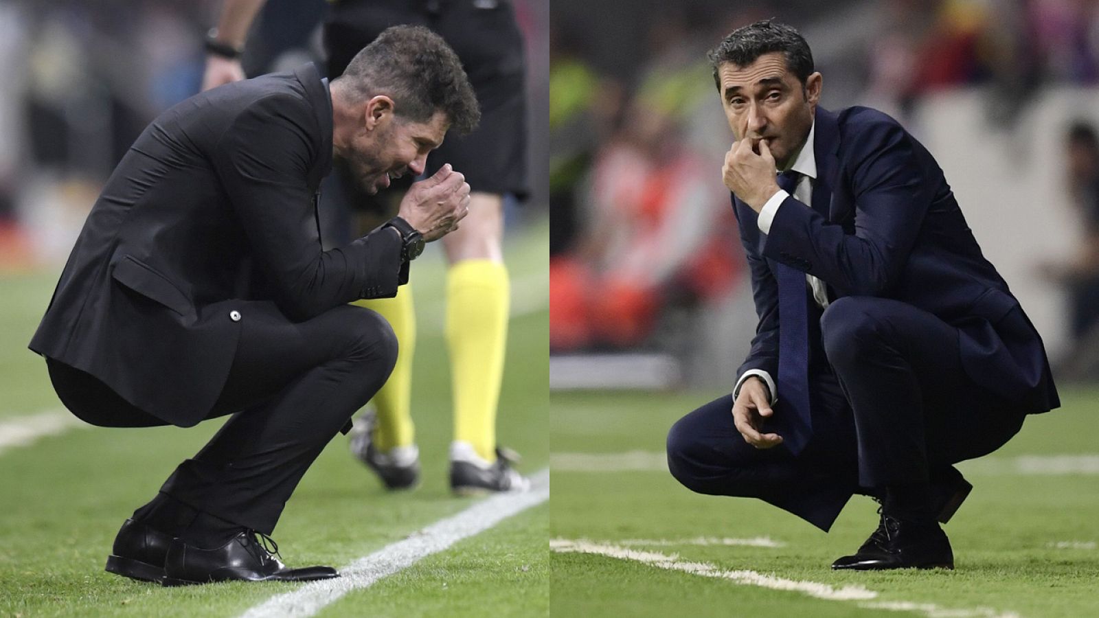 Simeone (i) y Valverde, durante el partido de este sábado