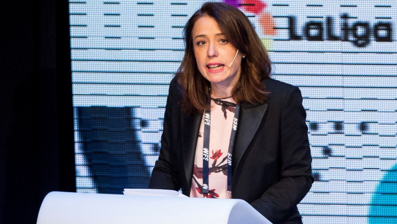 Miriam Otamendi, directora del World Football Summit, durante la ponencia.