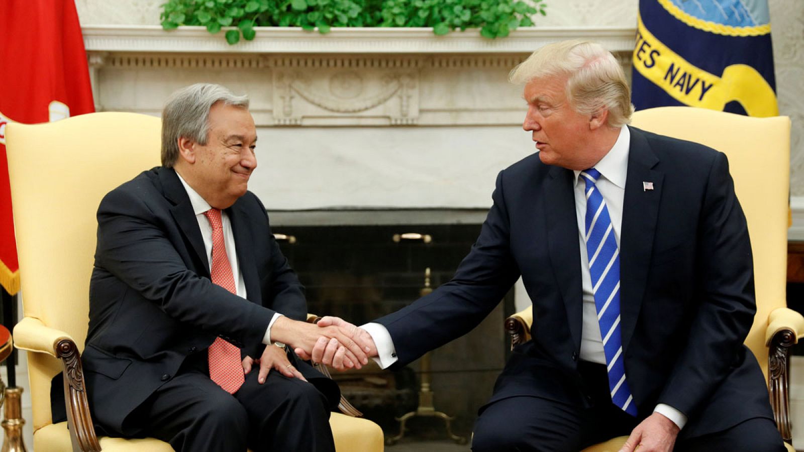 El presidente de EE.UU., Donald Trump, y el secretario general de la ONU, António Guterres, durante su reunión en la Casa Blanca el viernes 20 de octubre de 2017.