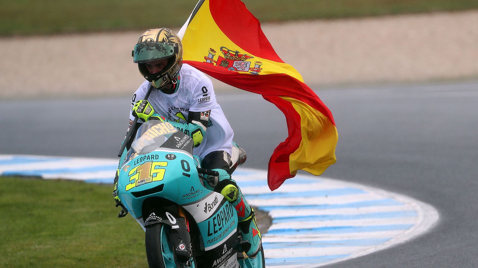 Joan Mir, tras su victoria en el Mundial de Moto3.