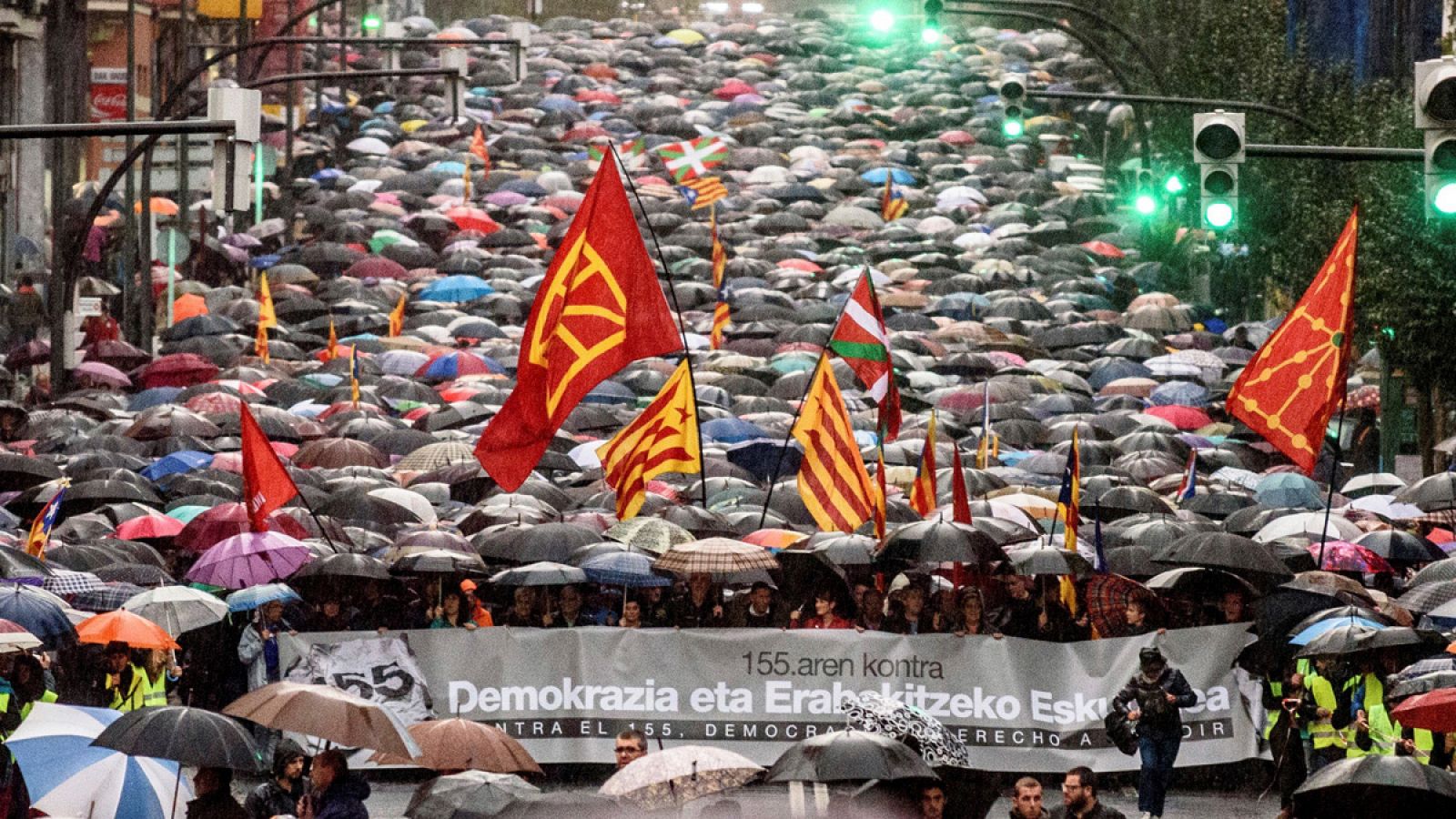 Vista general de la manifestación en Bilbao