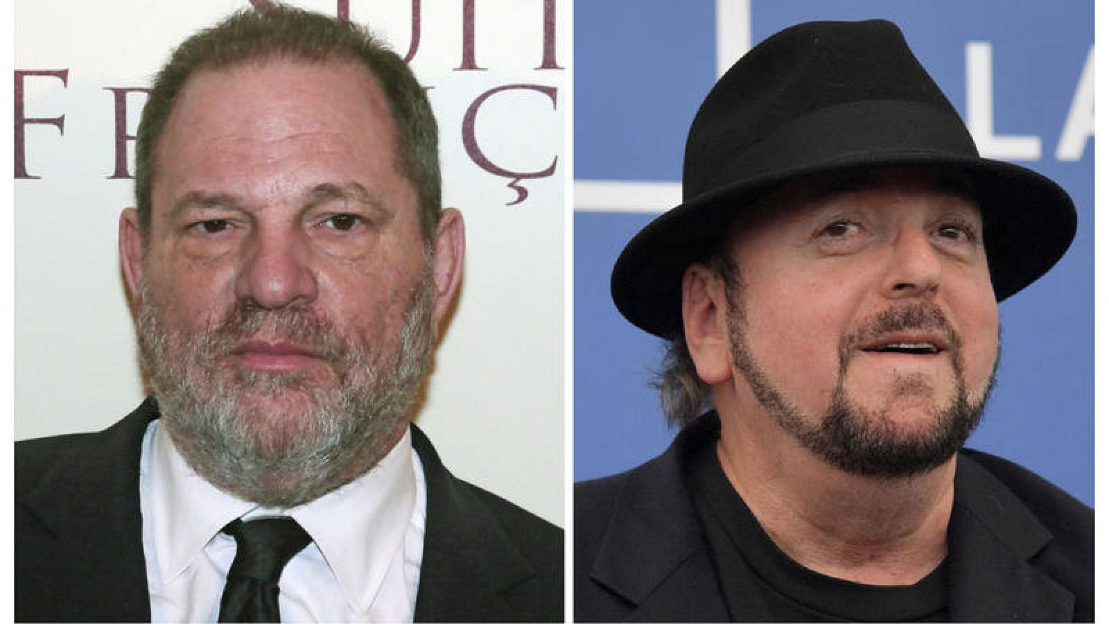 Fotomontaje del  productor Harvey Weinstein (i) y el cineasta James Toback (d). 