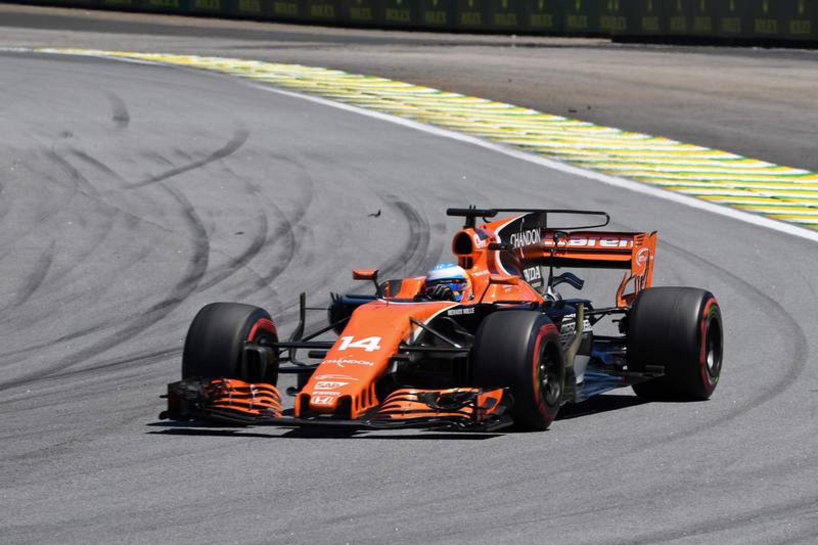 Fernando Alonso durante el GP de Brasil.
