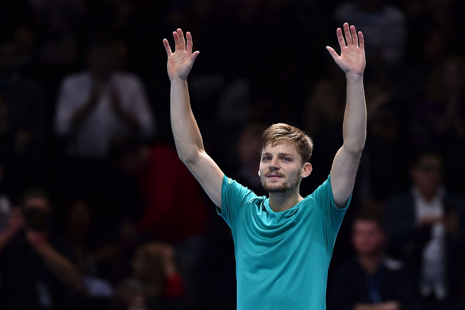 Goffin celebra su victoria ante el suizo.