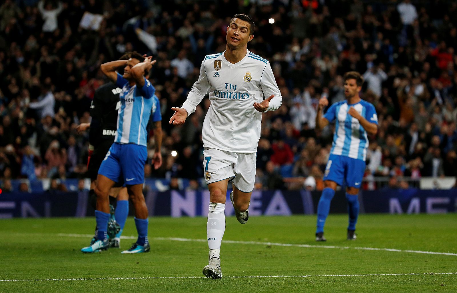 Cristiano Ronaldo celebra su gol ante el Málaga