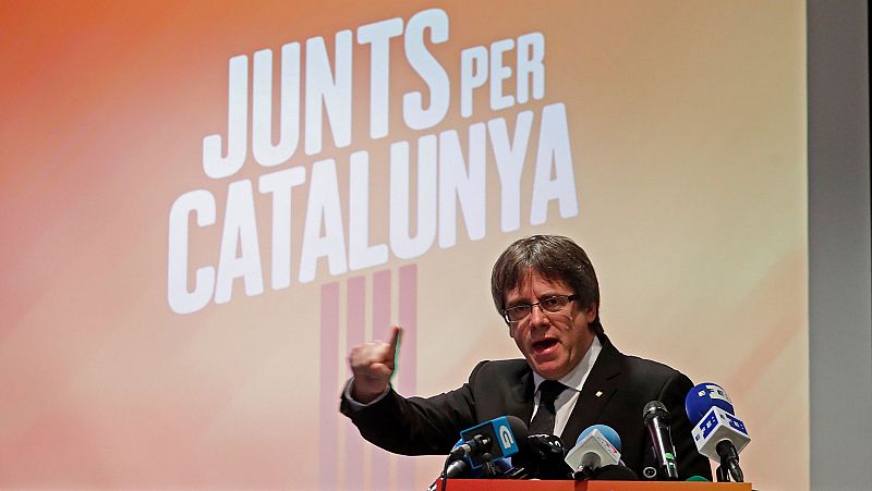 El expresidente catalán Carles Puigdemont, en la presentación de su lista el sábado