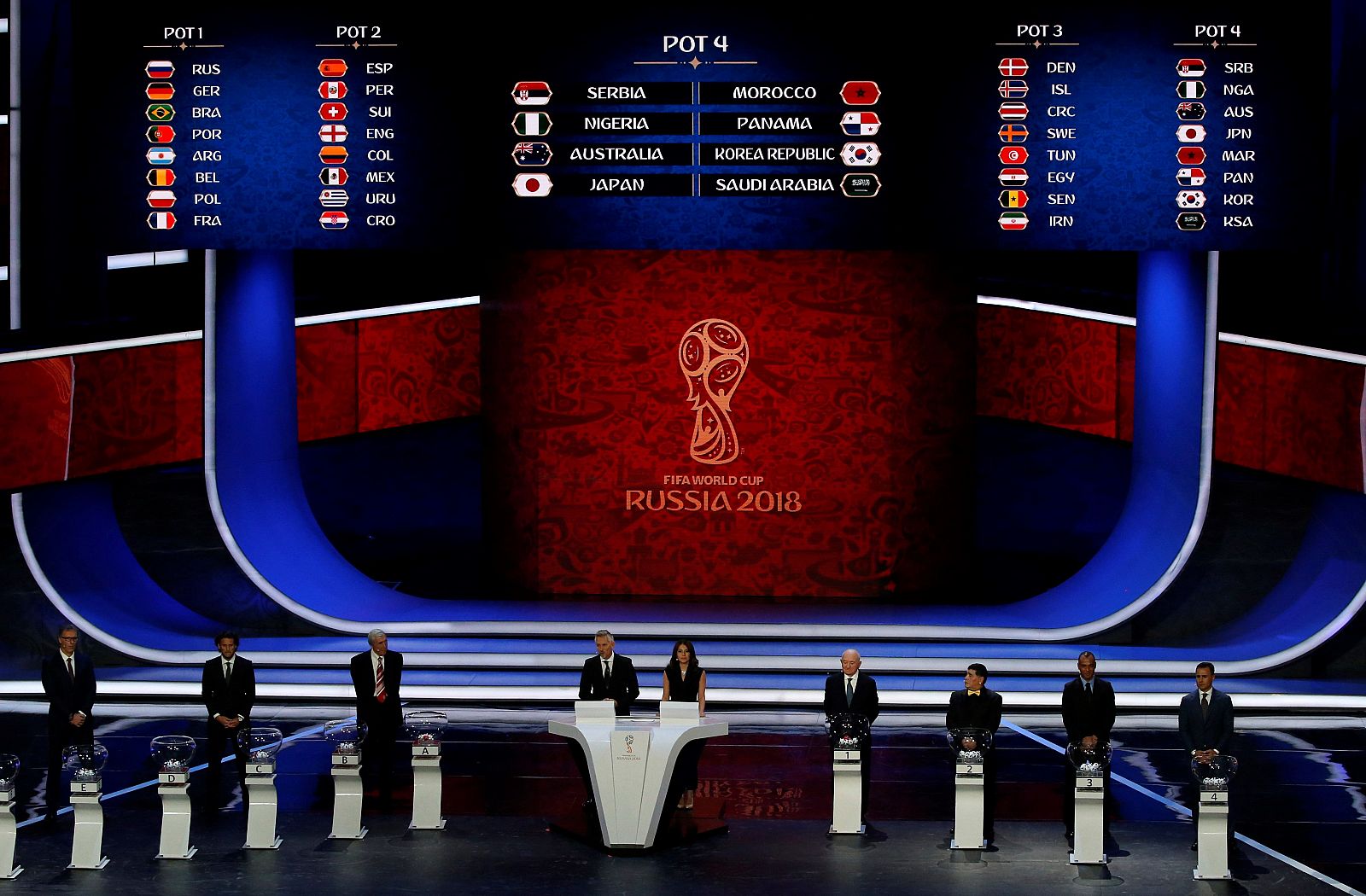 Vista general del escenario durante el sorteo del Mundial de Rusia 2018.