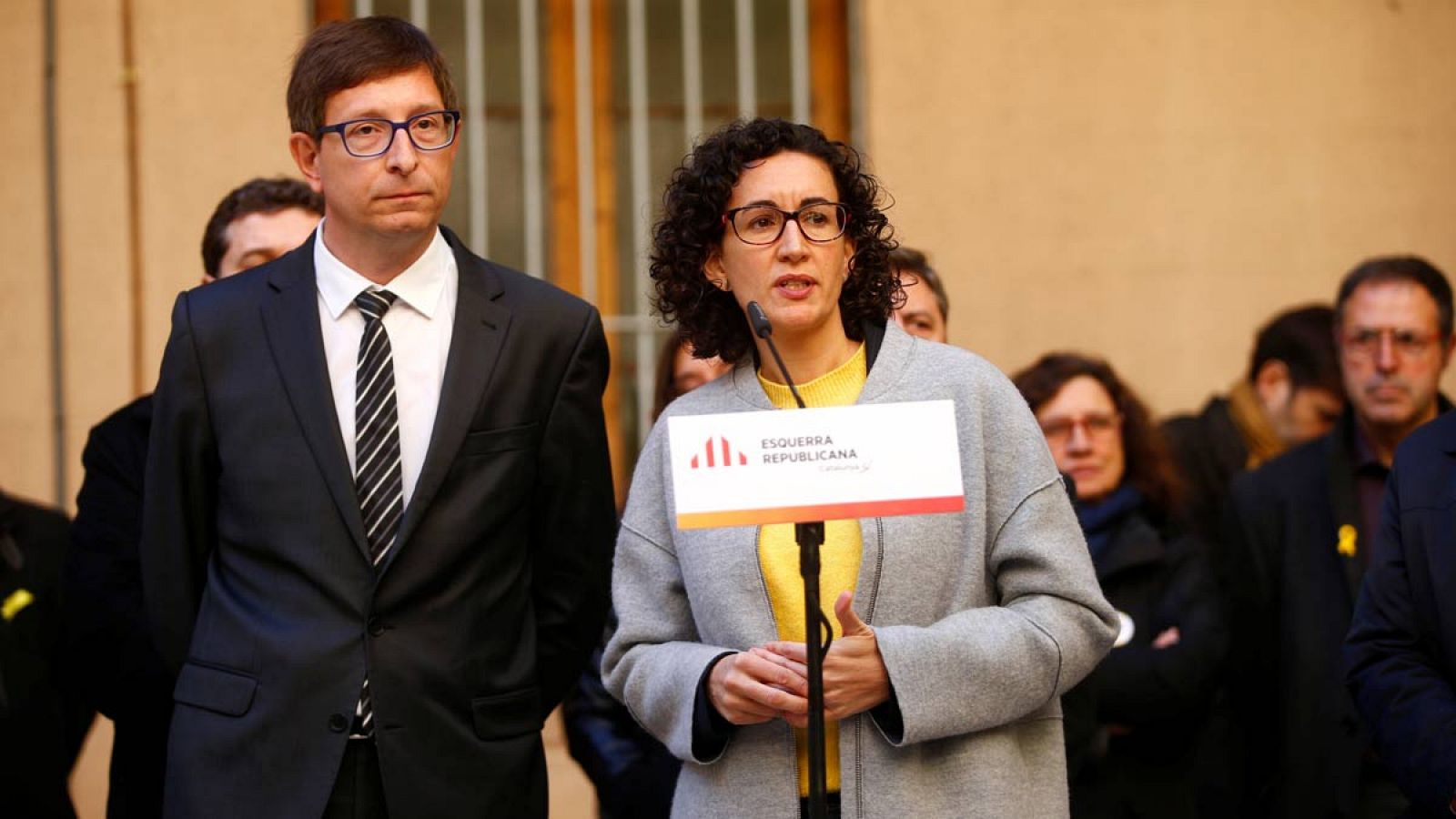 Marta Rovira y Carles Mundó, en un acto electoral de ERC.