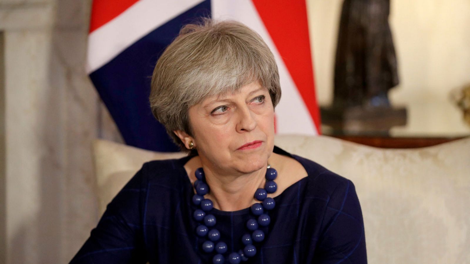La primera ministra británica, Theresa May, durante una reunión en Downing Street