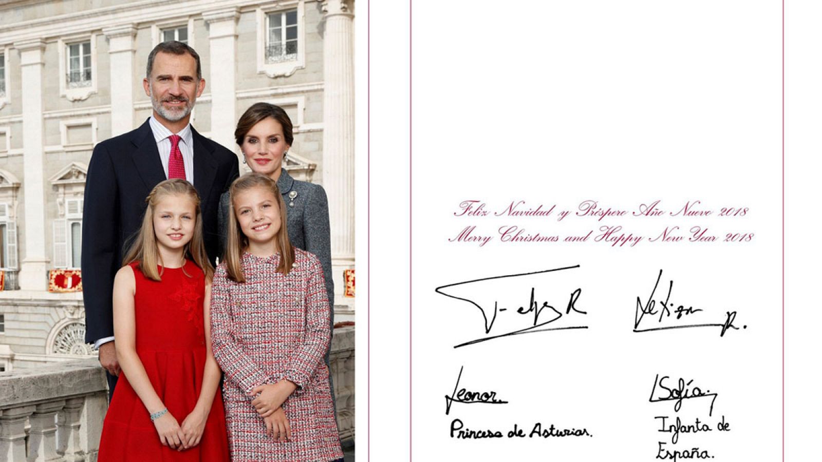 Don Felipe y Doña Letizia posan junto a sus hijas, Leonor, Princesa de Asturias y Sofía