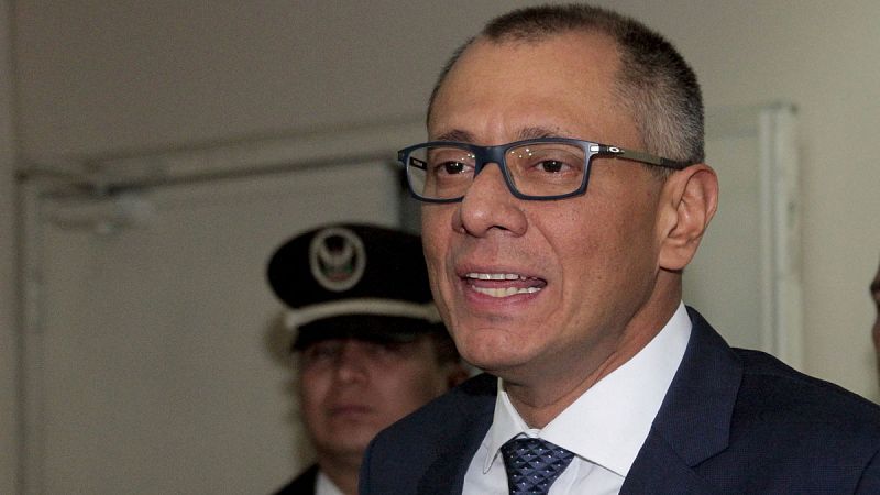 El vicepresidente sin funciones, Jorge Glas, en una rueda de prensa el 7 de diciembre