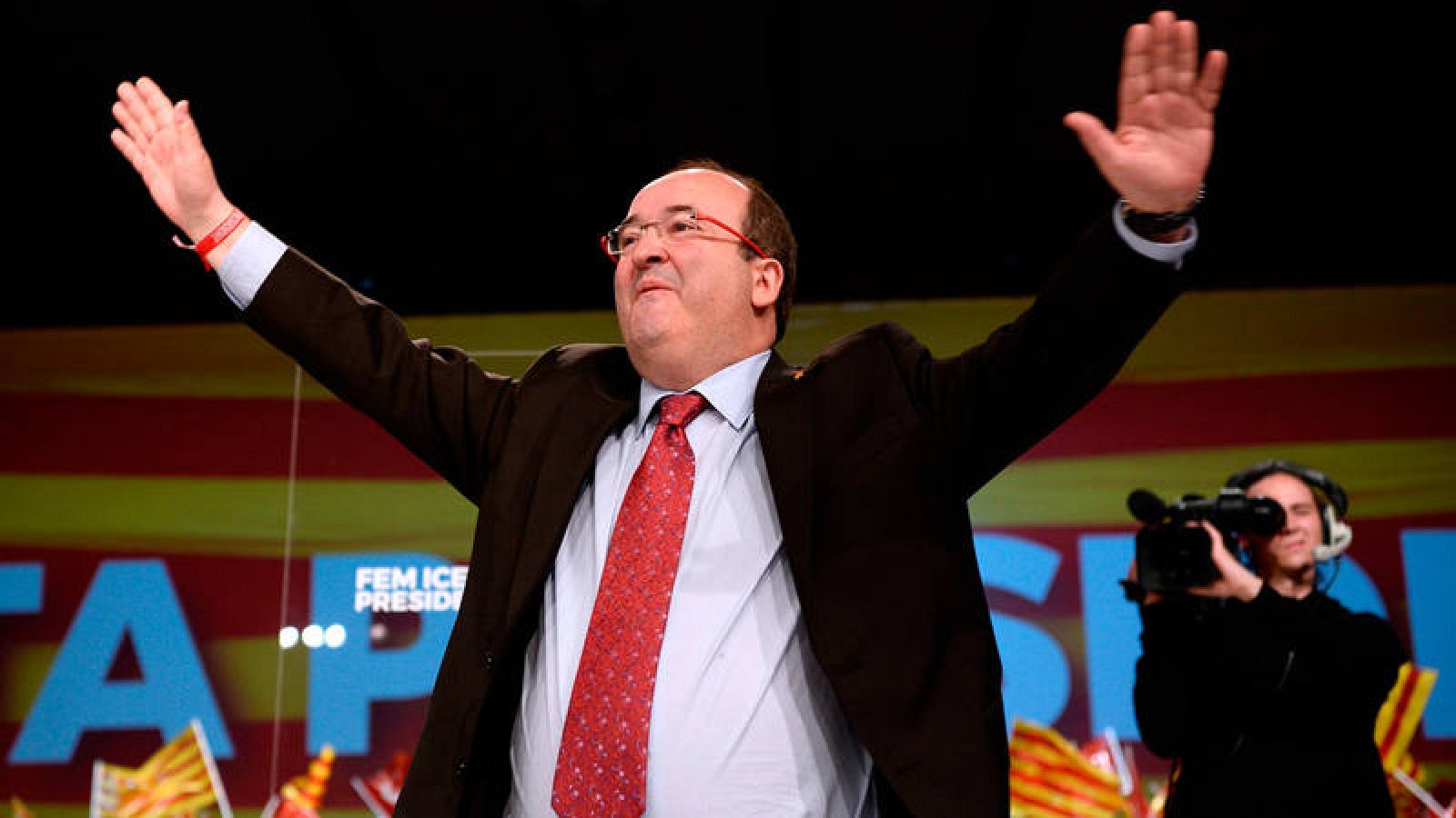 El candidato del PSC, Miquel Iceta, en un mitin para las elecciones del 21-D en Barcelona.