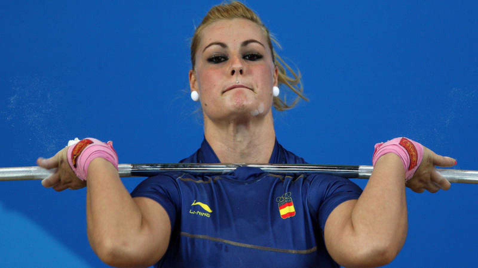 La española Lydia Valentín, durante los Juegos de Pekín 2008.