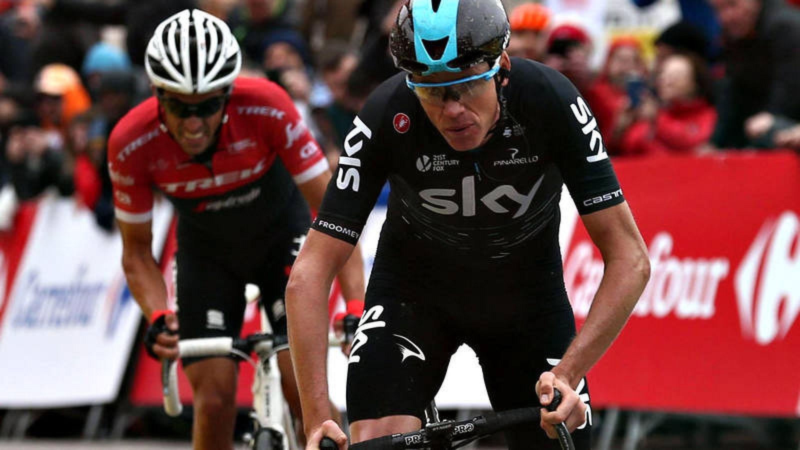 Imagen de Chris Froome y Alberto Contador durante la última temporada.