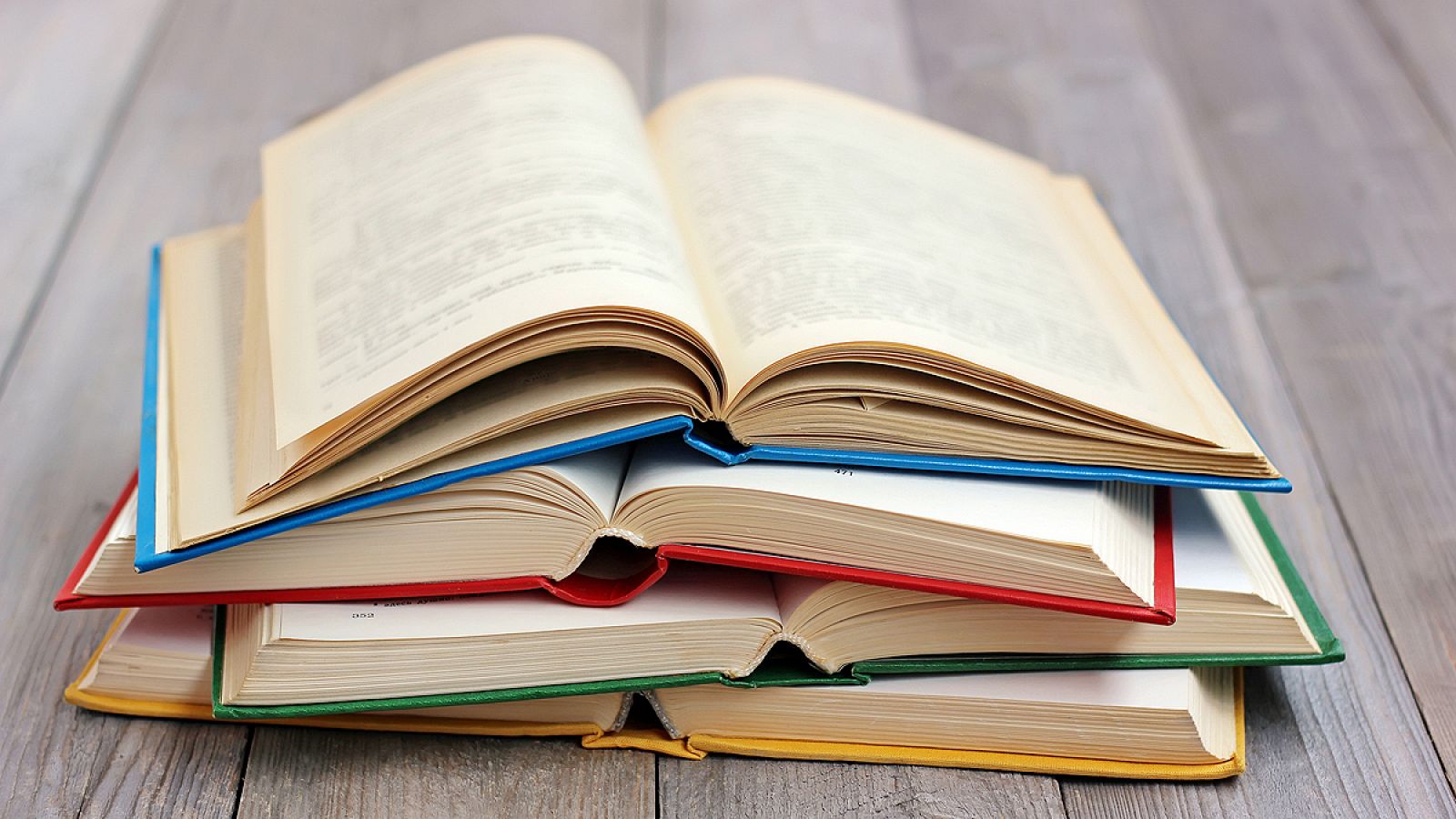 stack of books on the table