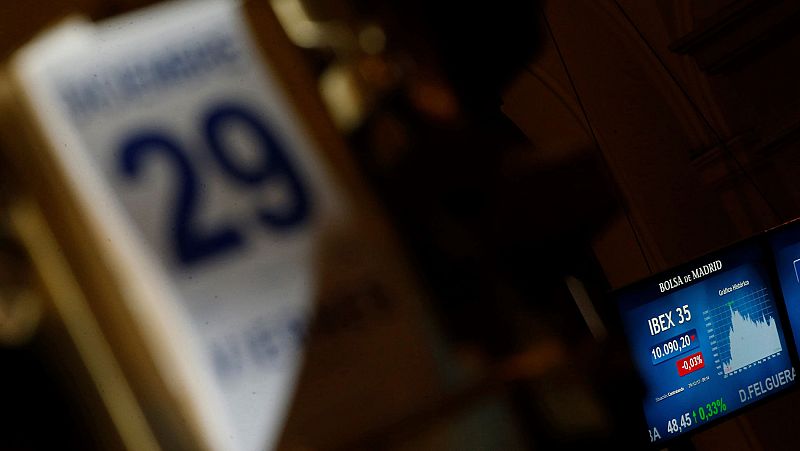 Imagen de la Bolsa de Madrid en la última sesión del año 2017