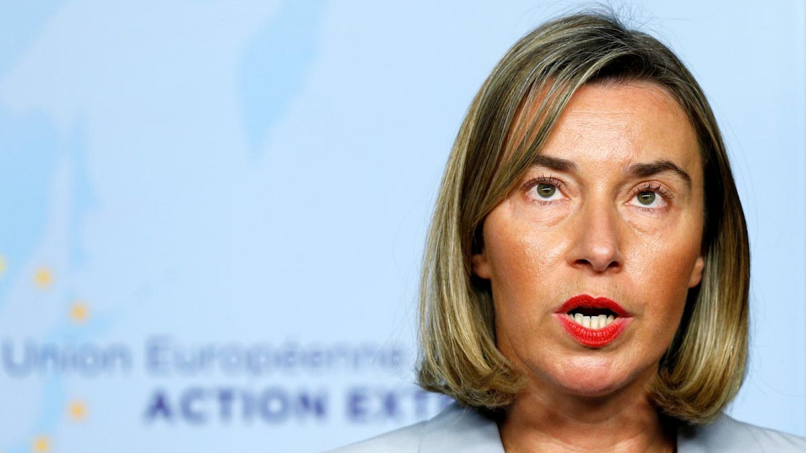 EU's foreign policy chief Mogherini briefs the media after meeting Iran's Foreign Minister Zarif in Brussels