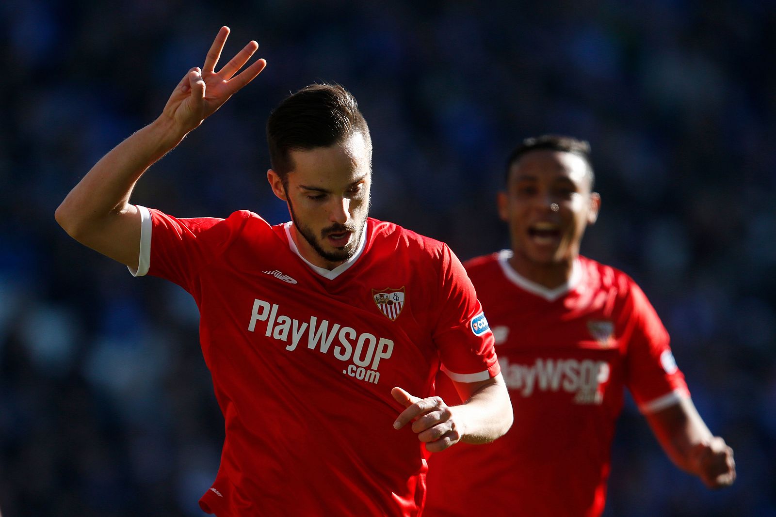 Sarabia celebra el gol del Sevilla