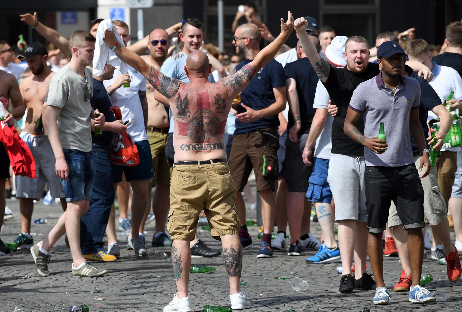 Aficionados ingleses durante la Eurocopa de Francia 2016.