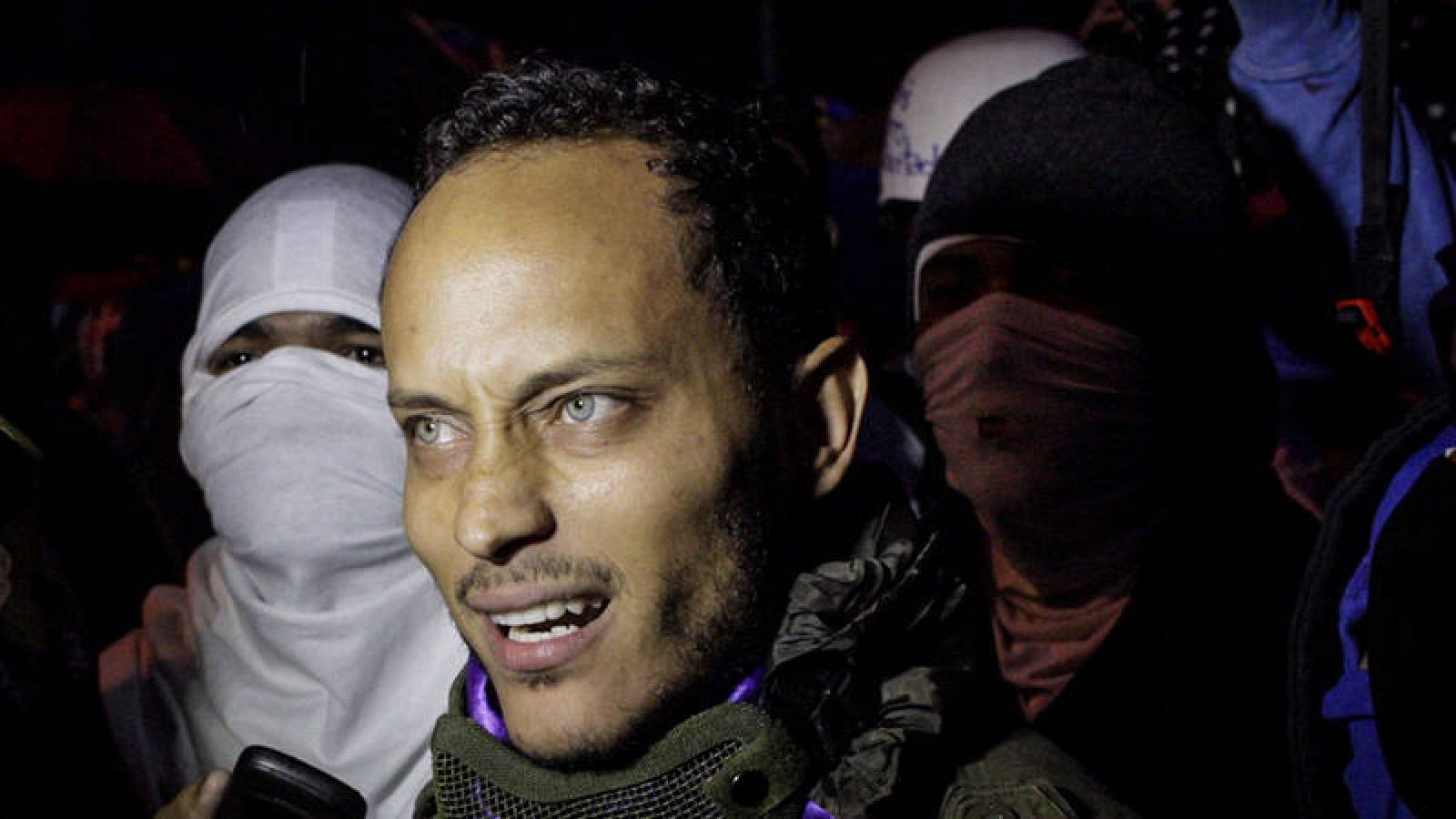 Óscar Pérez, el inspector del Cuerpo de Investigaciones, Científicas, Penales y Criminalísticas que se rebeló en contra del gobierno venezolano, participando en una manifestación en julio de 2017.
