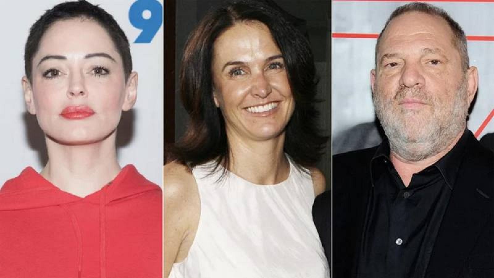  Rose McGowan, Jill Messick y Harvey Weinstein.