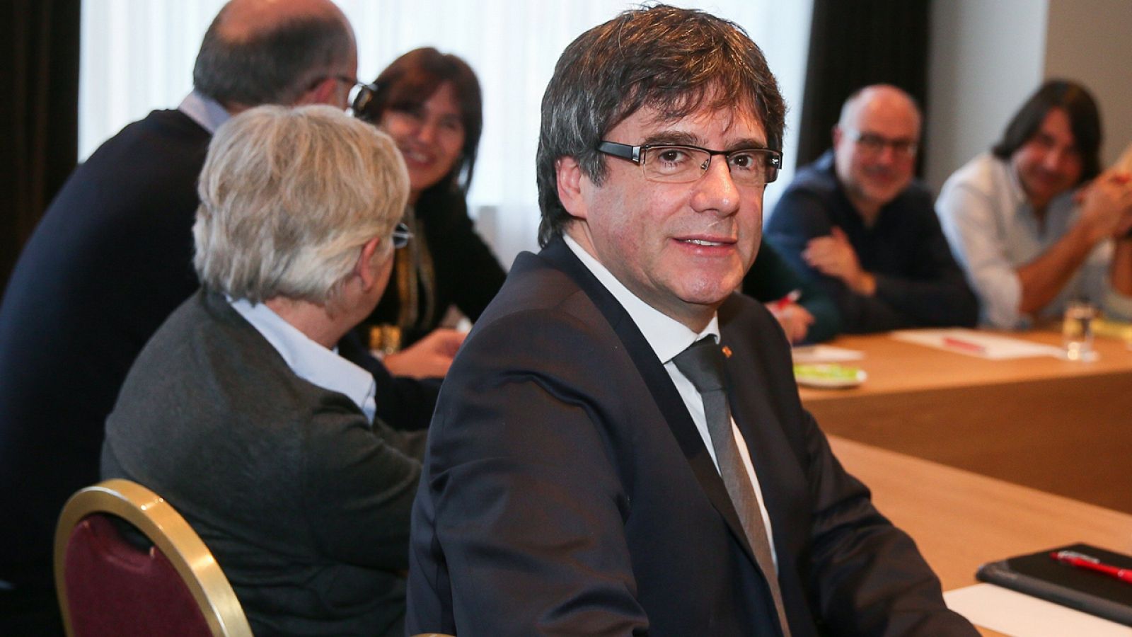 Carles Puigdemont, en una reunión de JxCat en Bruselas el pasado 5 de febrero