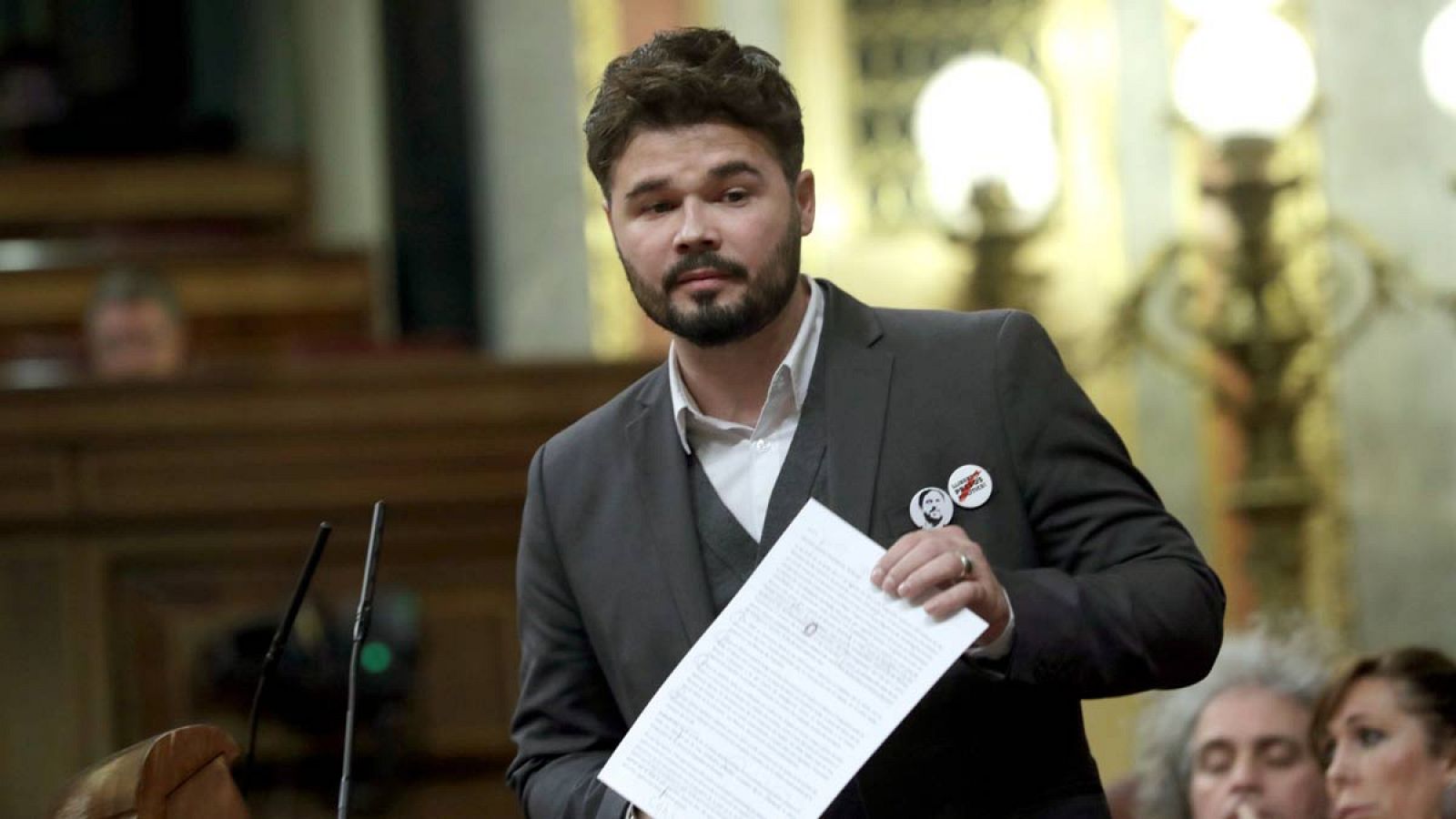 El diputado de ERC Gabriel Rufián, en el Congreso de los Diputados.