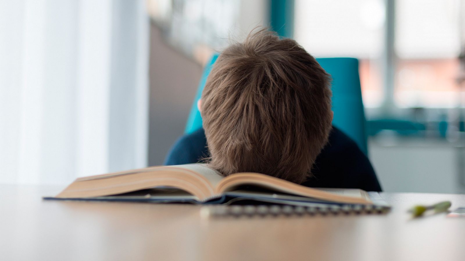 Niño cansado de hacer los deberes