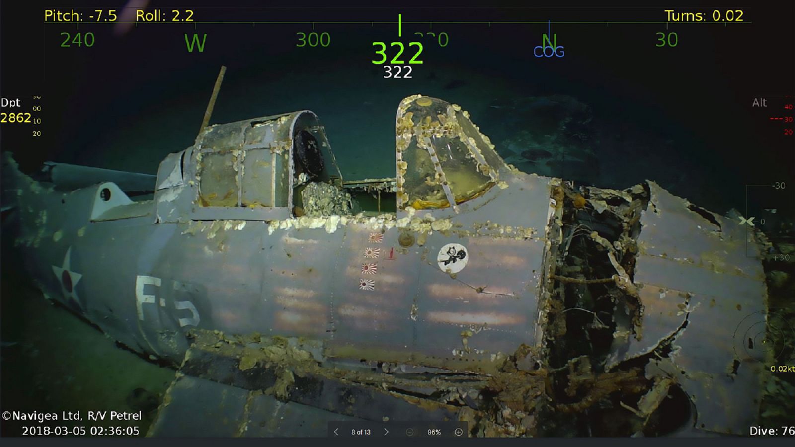 Restos del portaaviones USS Lexington, también conocido como 'Lady Lex'