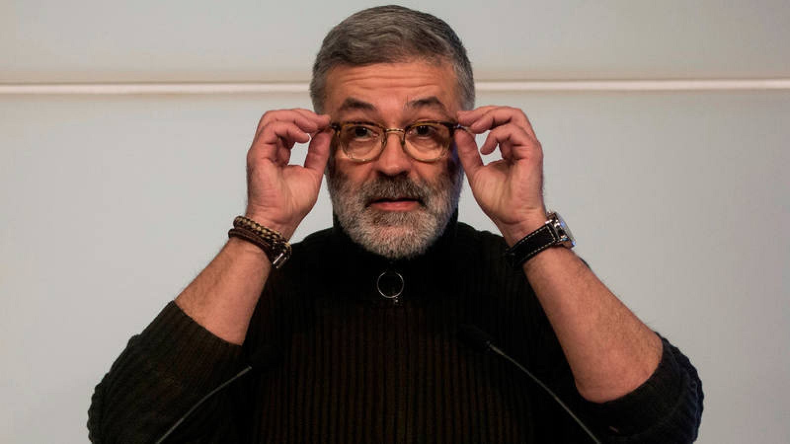 El diputado de la CUP Carles Riera en una rueda de prensa 