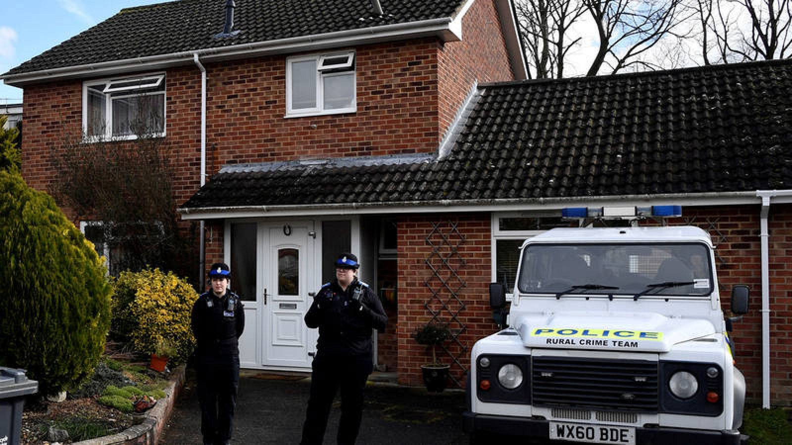 Fotografía de archivo de la Policía ante la casa de Sergei Skripal en Salisbury (Inglaterra) 