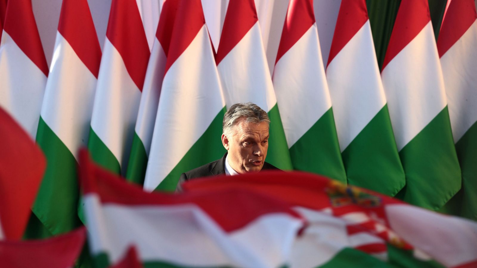 El primer ministro de Hungría, Viktor Orbán, durante el último acto de campaña en Székesfehérvár