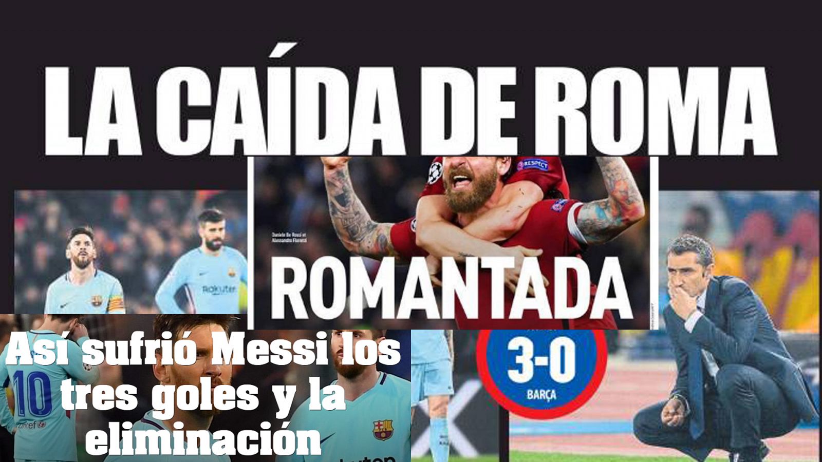 Portadas de la prensa tras la eliminación del Barça en Roma