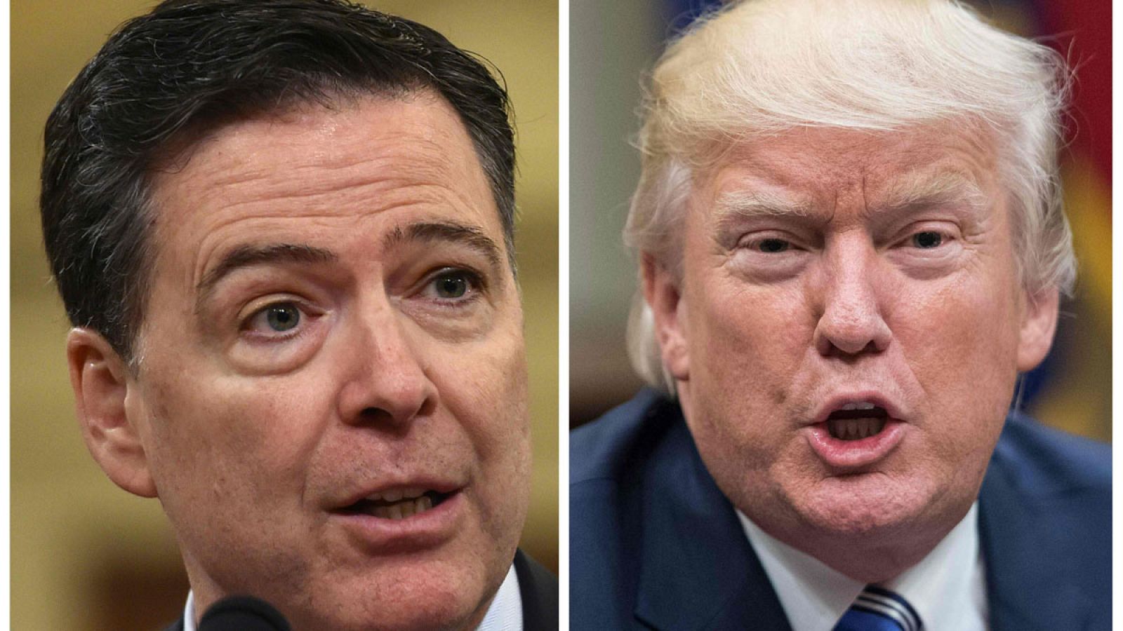 Fotomontaje del exdirector del FBI, James Comey (i), y el presidente de EE.UU., Donald Trump (d).