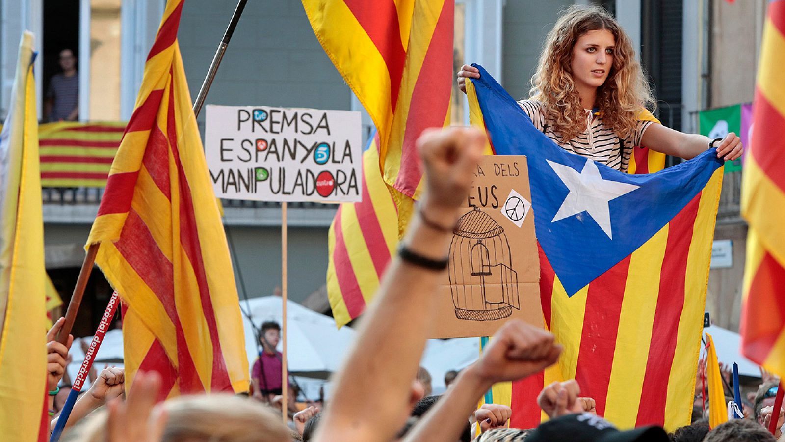 Pancarta durante una manifestación en octubre de 2017