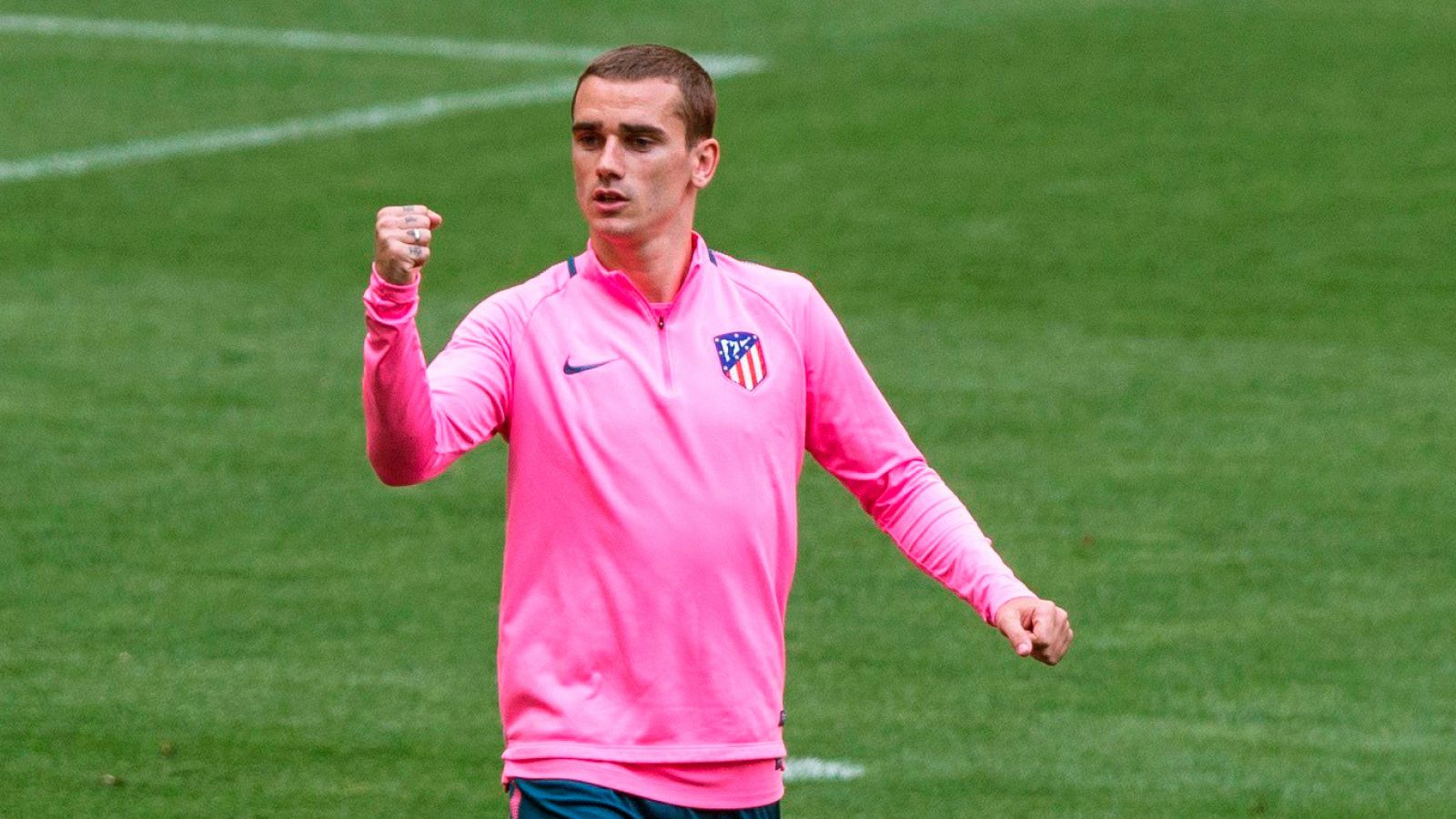 Griezmann en el entrenamiento del Atlético